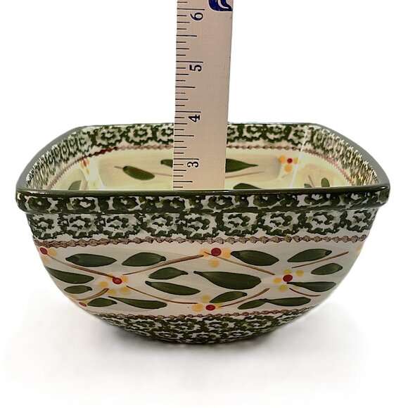 Temptations By Tara Old World Set Of 2 Green Flowal Nesting Bowles 1Qt and 1.5Qt - Picture 6 of 8